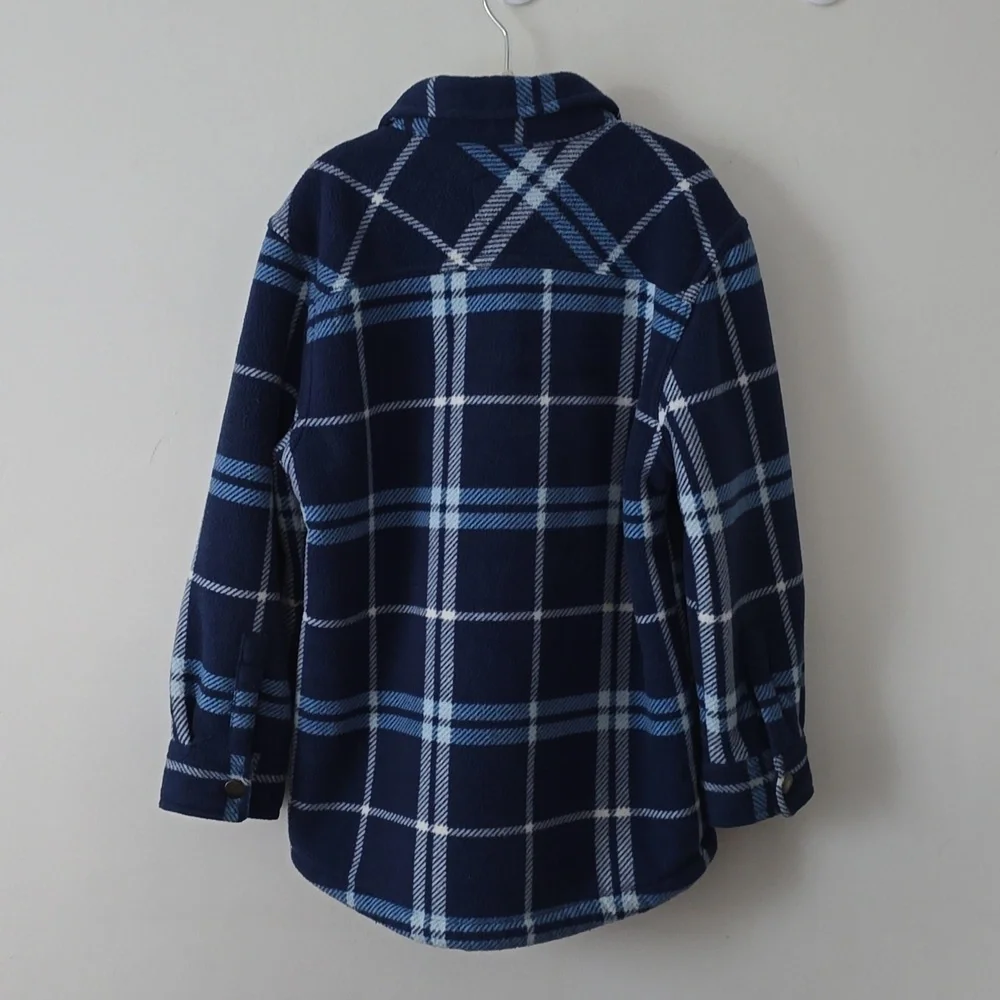 Freedom Foundry Kids Blue Plaid Sherpa Fleece Jacket Sweater Boys 5/6 XS